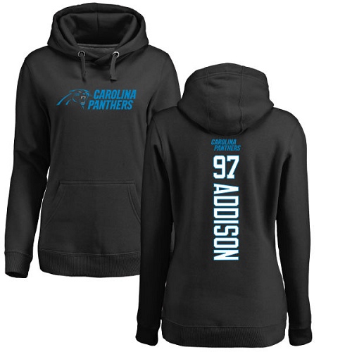 Carolina Panthers Black Women Mario Addison Backer NFL Football #97 Pullover Hoodie Sweatshirts